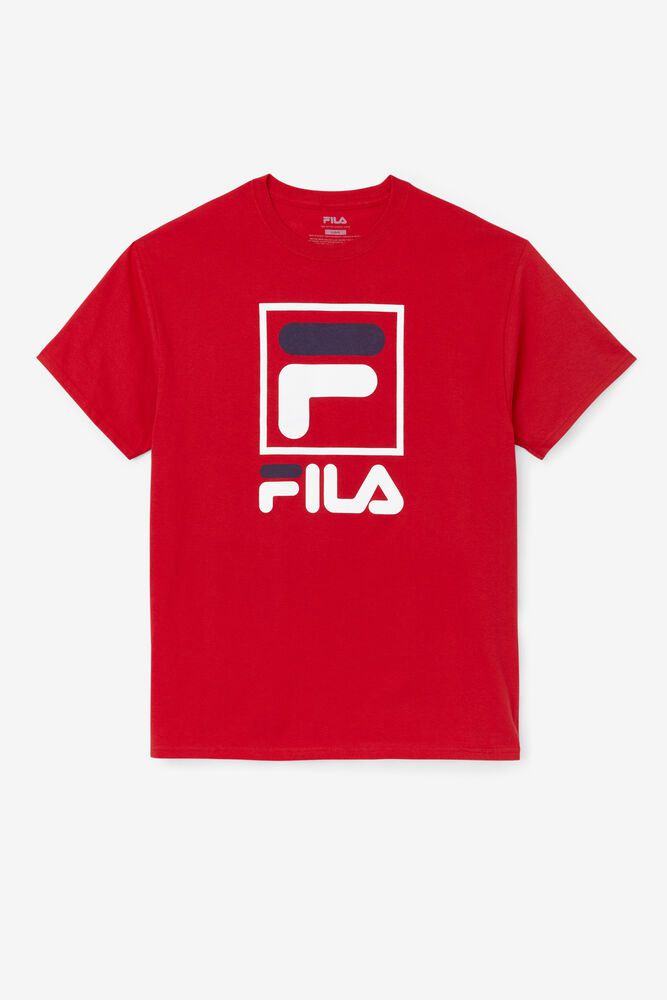 Fila T-Shirt Mens Red - Stacked - Philippines 3568412-AS